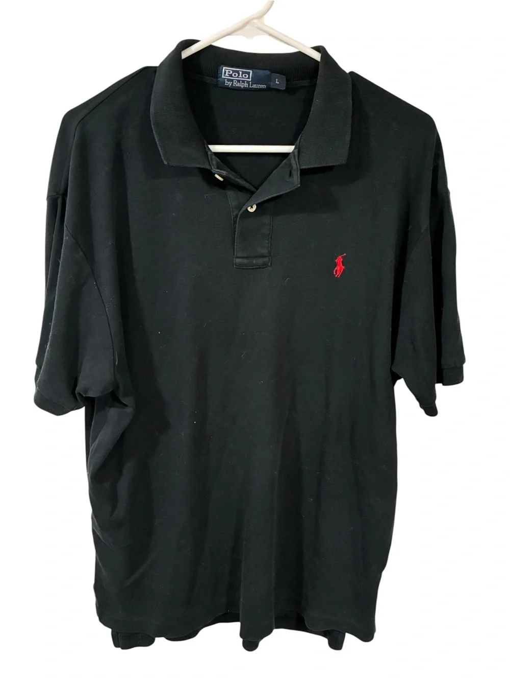 Ralph Lauren Polo Shirt Men Size‎ Large Black Pullover Cotton Short Sleeve Golf